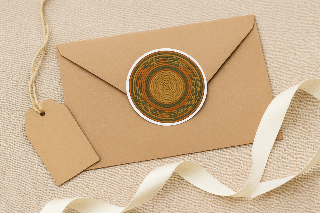 Sudanese "Tabag" sticker on an envelope