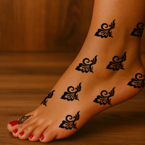 paisley-inspired curl repeated Henna Stencil