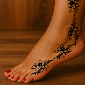 Soft Bloom Henna Design on feet