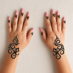 Petal Curl henna stencil hand desgin